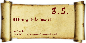 Bihary Sámuel névjegykártya